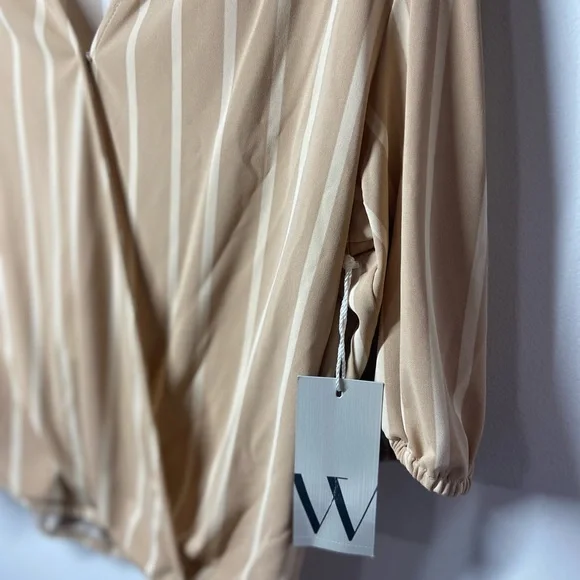 Worthington Cream Tan Wrap Blouse 3/4 Sleeve - Picture 6 of 7